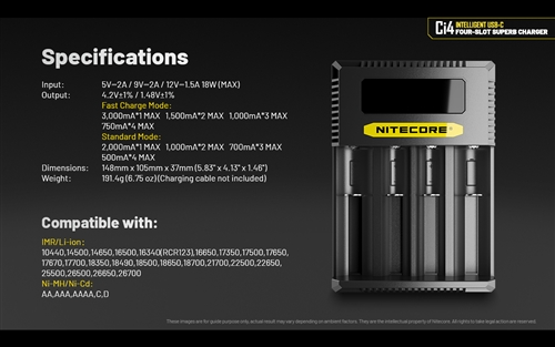 Nitecore Ci4 Four Slot Universal Battery Charger