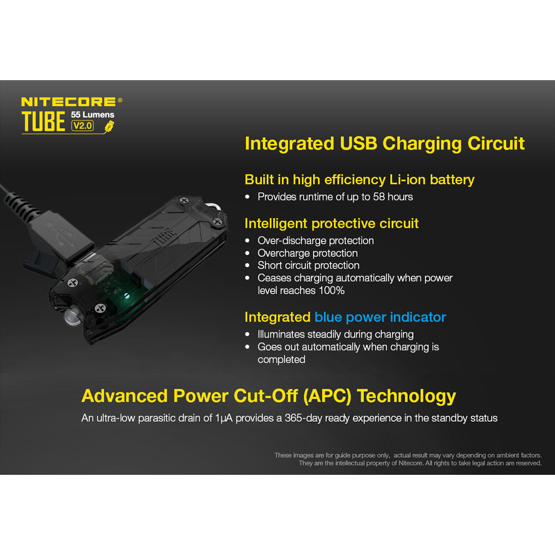 Nitecore TUBE v2 55 Lumen Rechargeable Keychain Flashlight