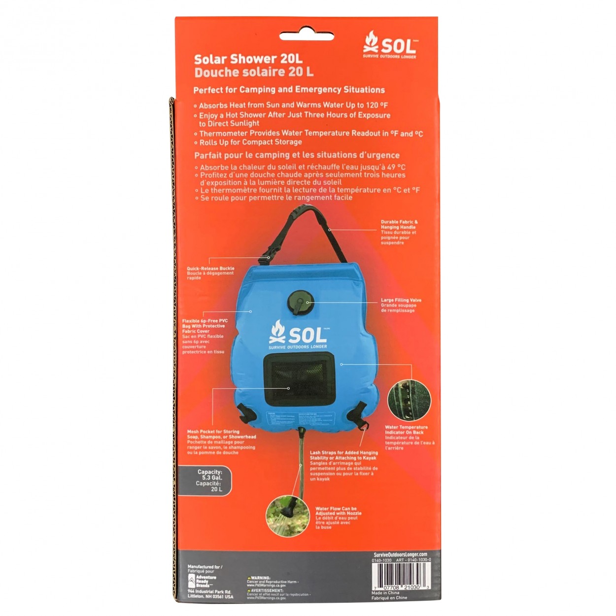 SOL Solar Shower, 20L
