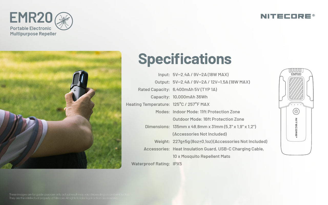 Nitecore EMR20 Rechargeable Mosquito Repeller & Power Bank