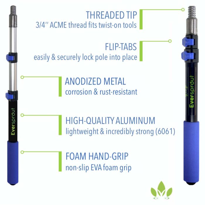 EVERSPROUT 1.5-3' Aluminum Telescopic Extension Pole