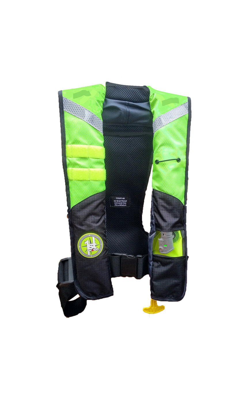 First Watch FW-38Pro Manual Vest w/40 lb Buoyancy Black or Hi-Vis
