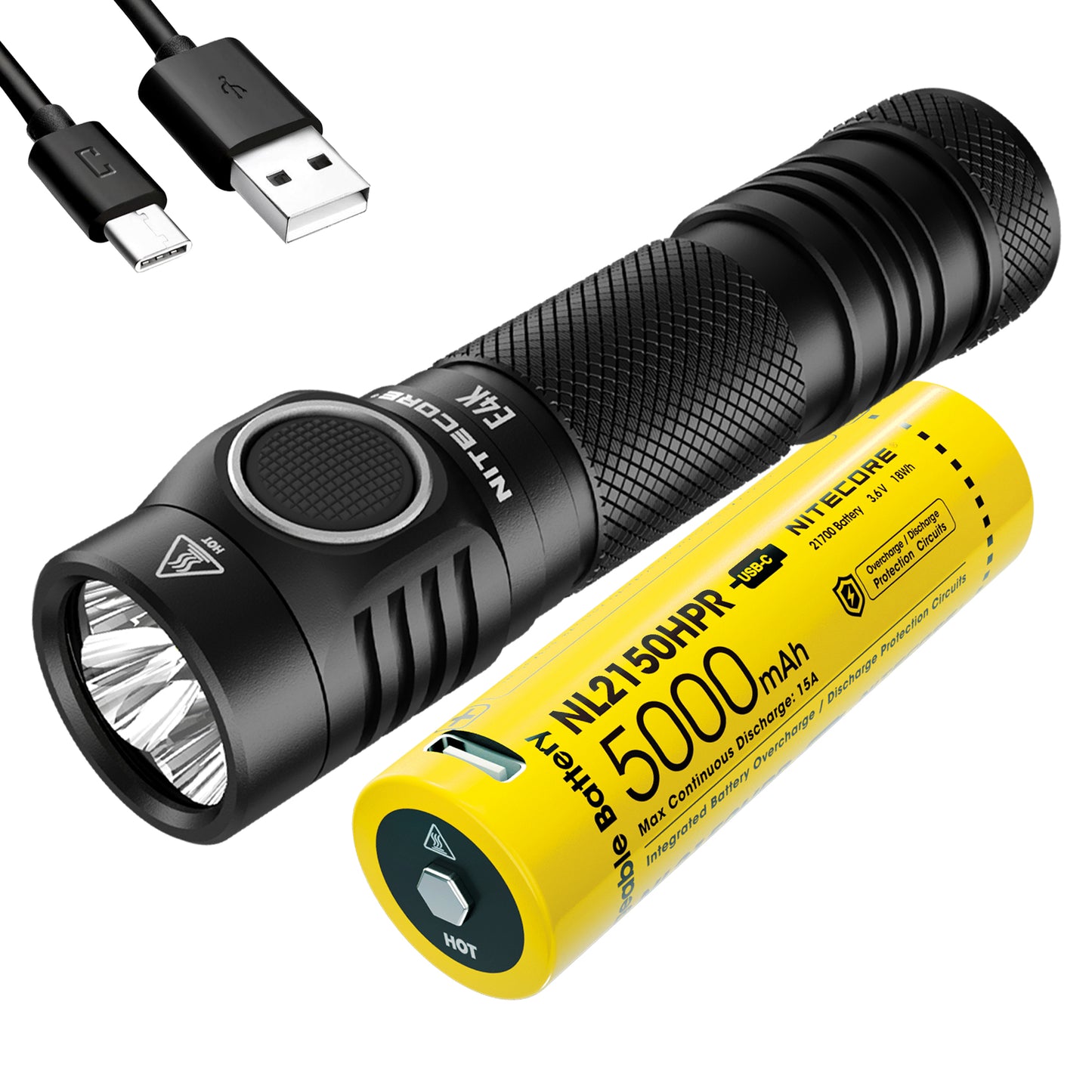 Nitecore E4K 4400 Lumens EDC Flashlight with 5000mAh USB-C Battery