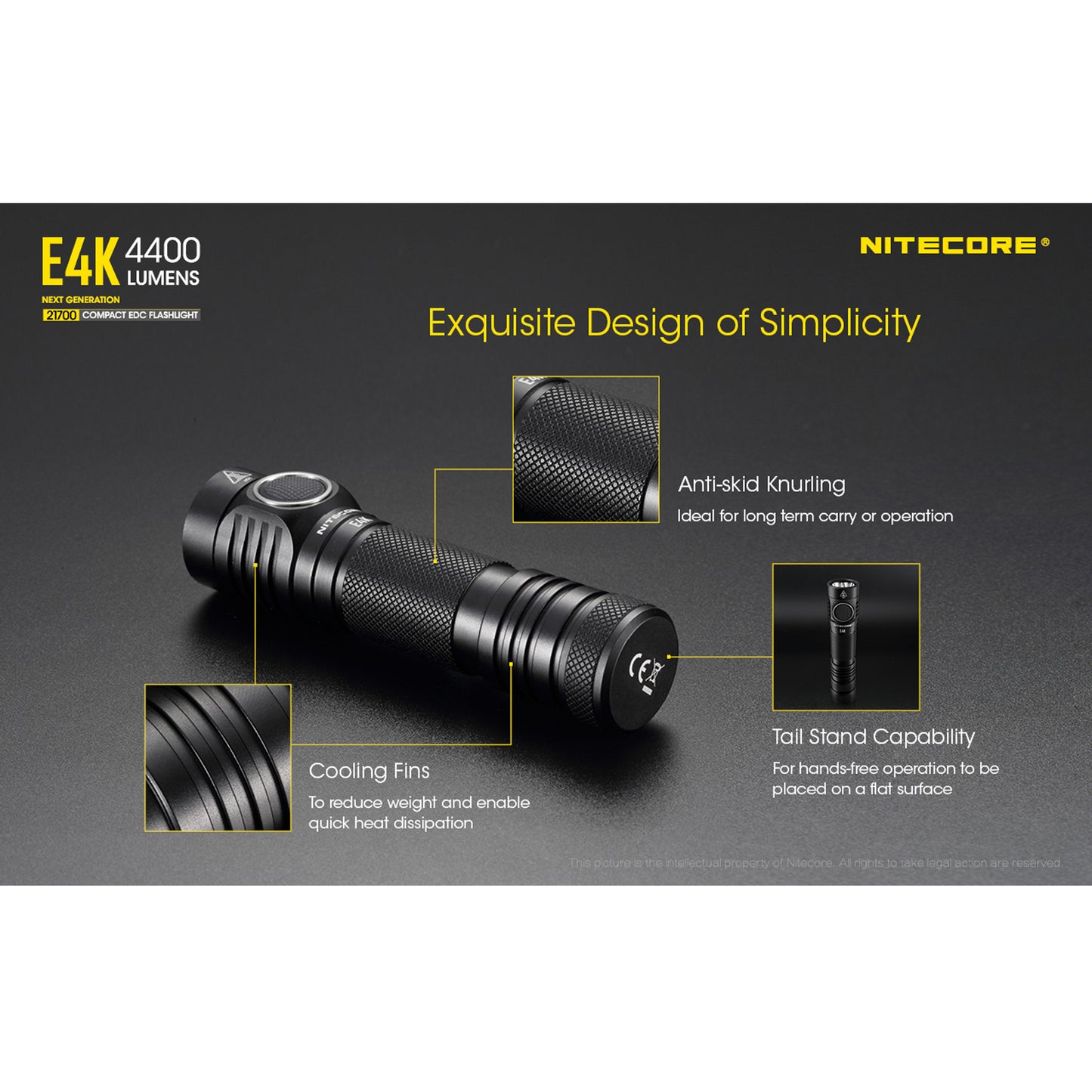 Nitecore E4K 4400 Lumens EDC Flashlight with 5000mAh USB-C Battery