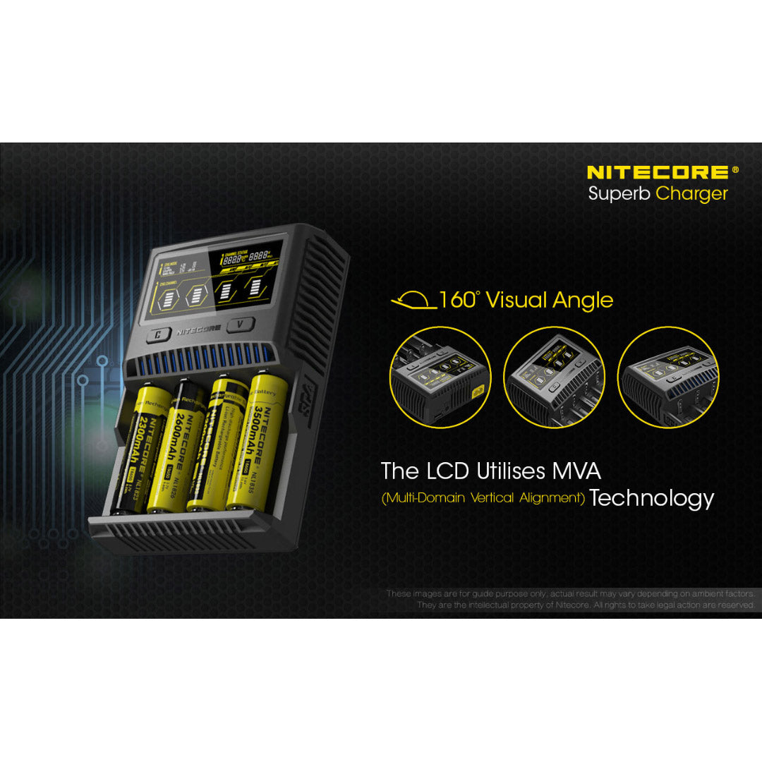 Nitecore SC4 Superb Charger 4-Slot Universal Charger for 18650 17650 17670 RCR123A 16340 14500 Batteries