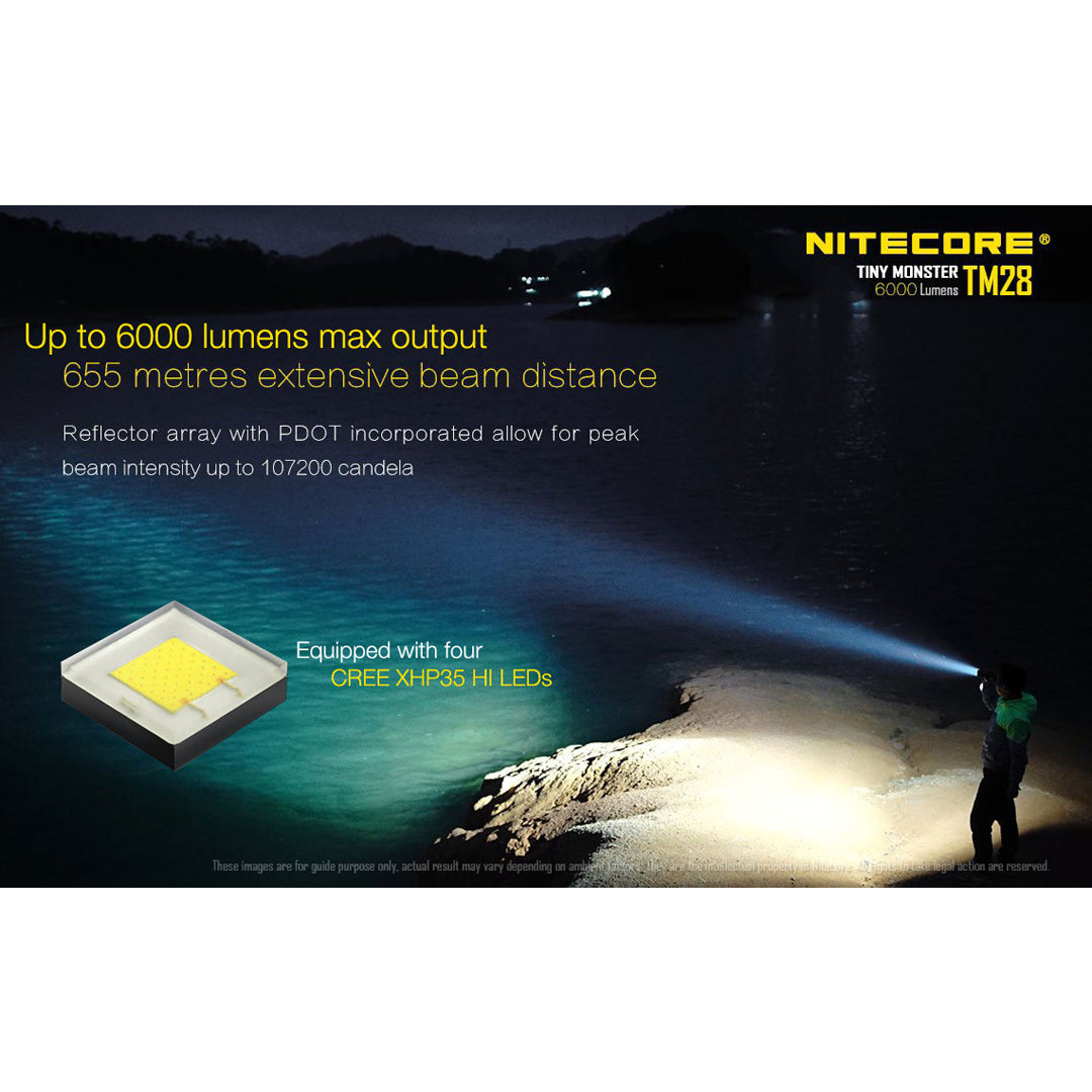 Nitecore TM28 6000 Lumen Tiny Monster LED Flashlight with 4x 3100mAh IMR18650