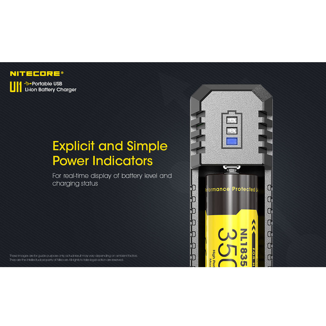 Nitecore UI1 Single-Slot Intelligent USB Lithium-ion Battery Charger for 18650, 18350, 20700, 21700 etc