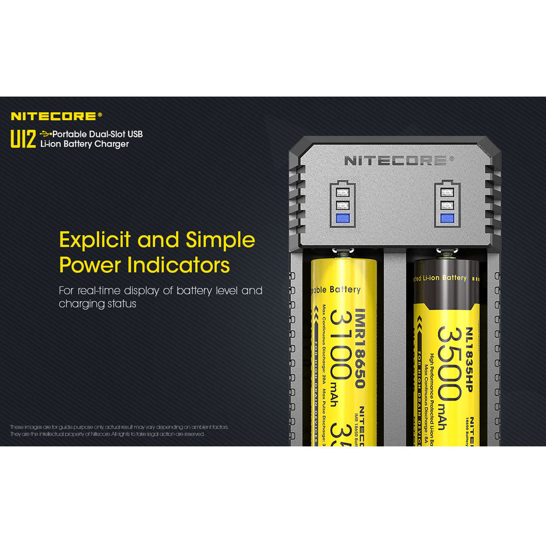 Nitecore UI2 Dual-Slot Intelligent USB Lithium-ion Battery Charger for 18650, 18350, 20700, 21700 etc