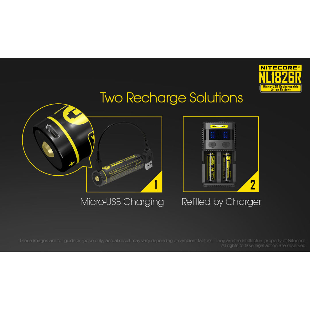 Nitecore NL1826R 2600mAh USB Rechargeable 18650 Battery