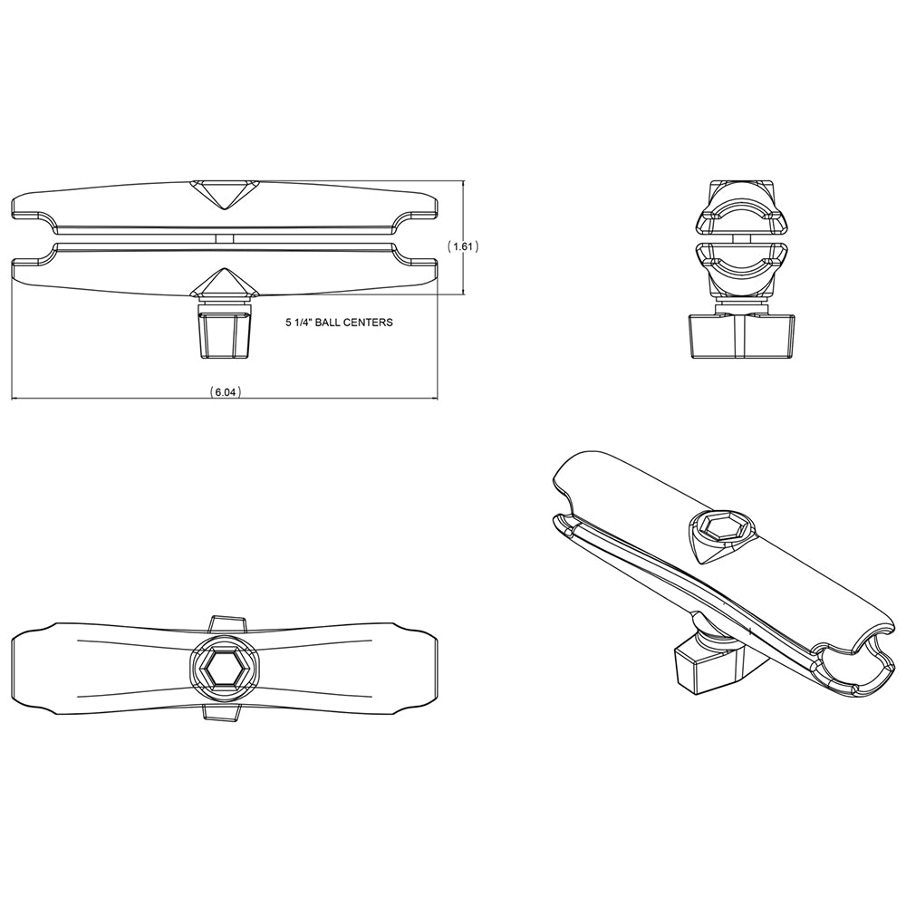 RAM Mount Long Double Socket Arm f/1" Ball Bases RAM-B-201U-C