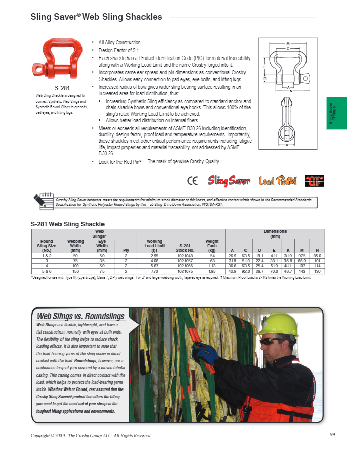 Crosby S-281 Screw Pin Web Shackles