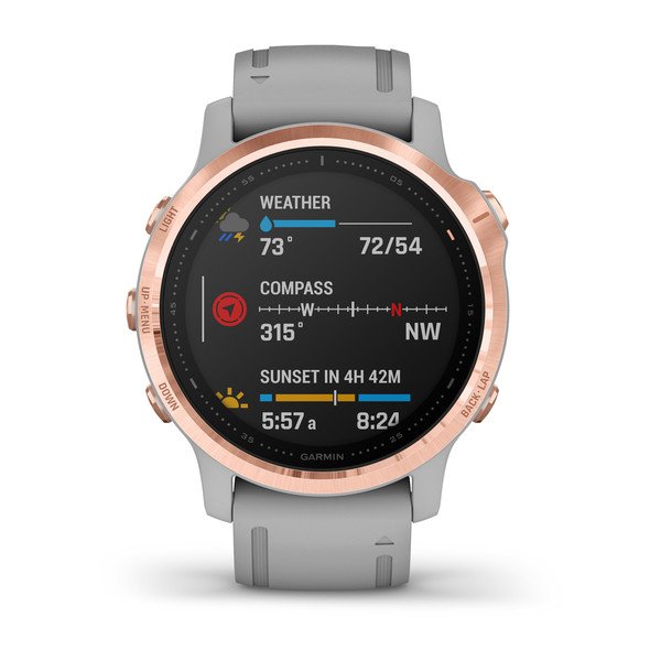 Garmin fēnix® 6S Sapphire, Rose Gold-Tone with Powder Gray Band