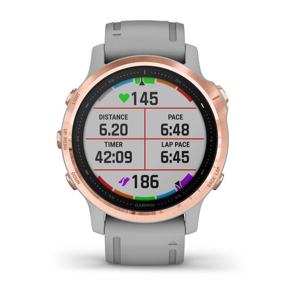 Garmin fēnix® 6S Sapphire, Rose Gold-Tone with Powder Gray Band