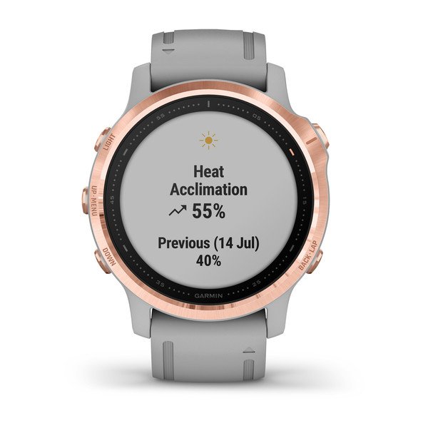 Garmin fēnix® 6S Sapphire, Rose Gold-Tone with Powder Gray Band