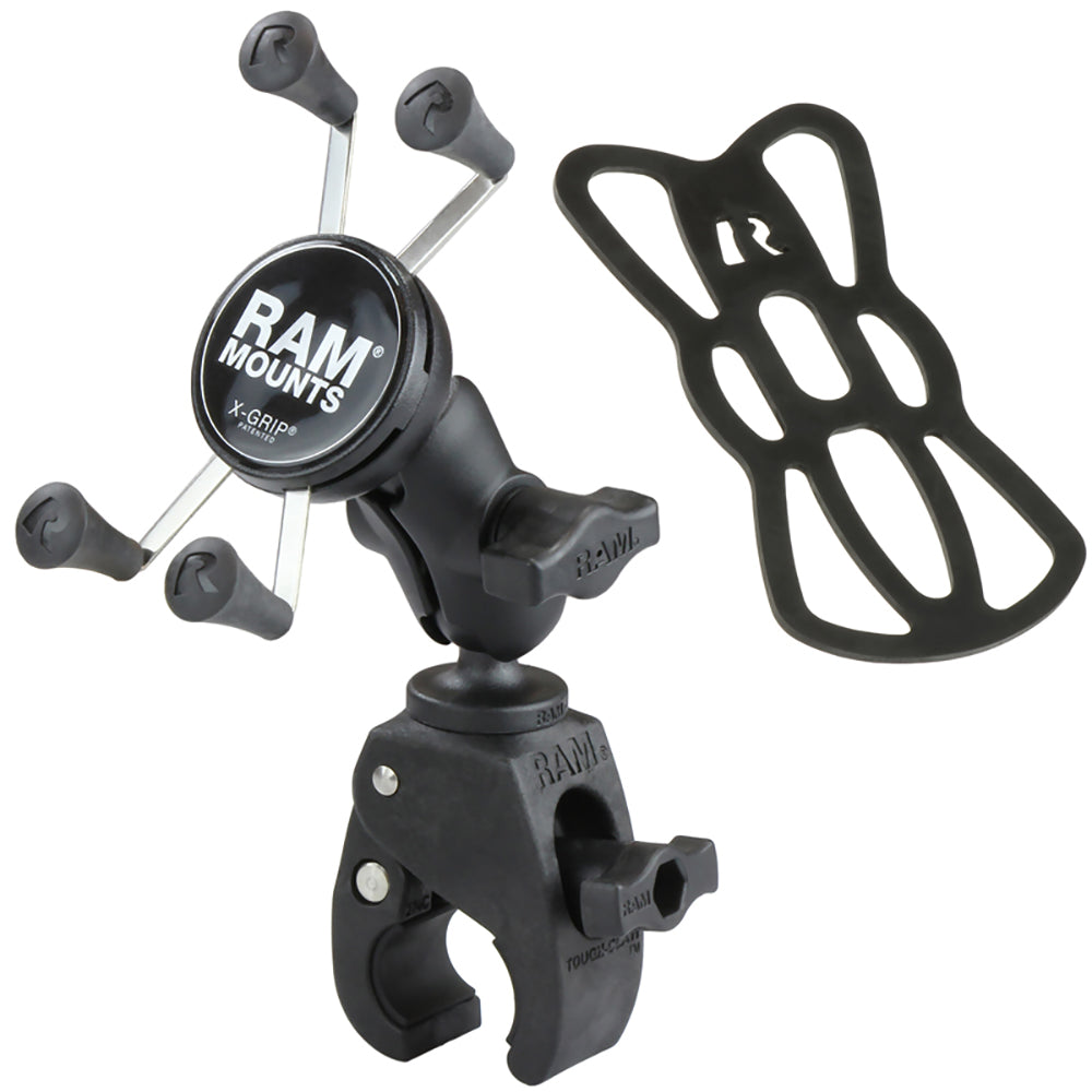 RAM Mount Small Tough-Claw™ Base w/Short Double Socket Arm and Universal X-Grip® Cell/iPhone Cradle RAM-B-400-A-HOL-UN7BU