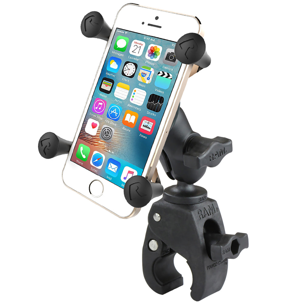 RAM Mount Small Tough-Claw™ Base w/Short Double Socket Arm and Universal X-Grip® Cell/iPhone Cradle RAM-B-400-A-HOL-UN7BU