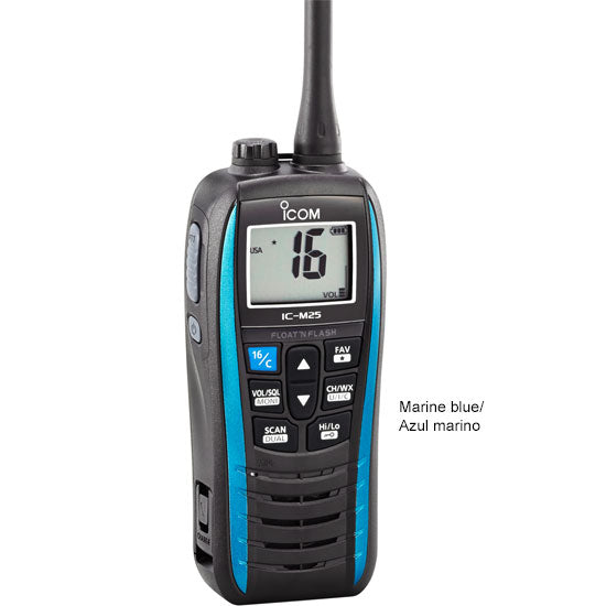 ICOM M25 Handheld Floating VHF Marine Radio - Marine Blue