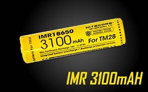 Nitecore IMR 3100mAh Rechargeable 18650 Battery for TM28, EC23, Concept 1 Flashlights