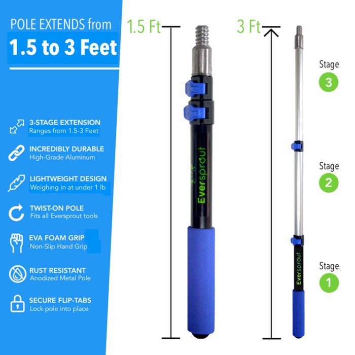 Eversprout 1.5-to-3 Foot Telescopic Extension Pole