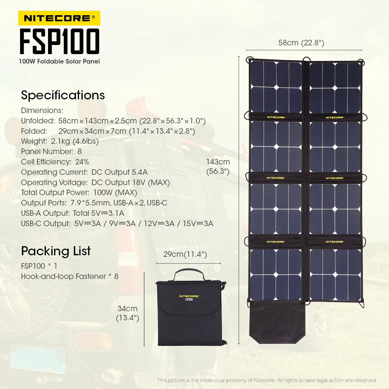 Nitecore FSP100 100 Watt Foldable Solar Panel
