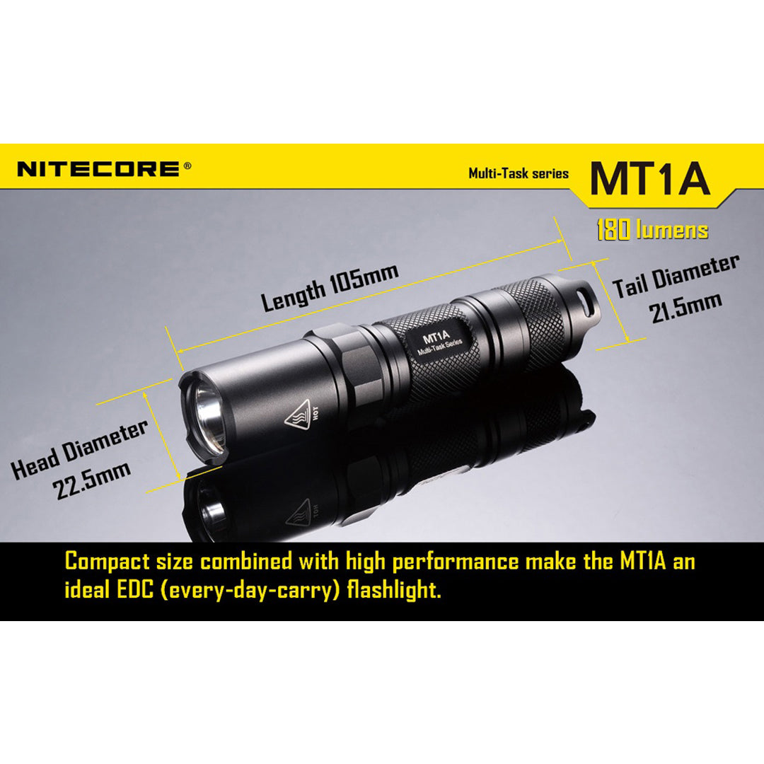 Nitecore MT1A 180 Lumen EDC LED Flashlight (1x AA Battery Powered)