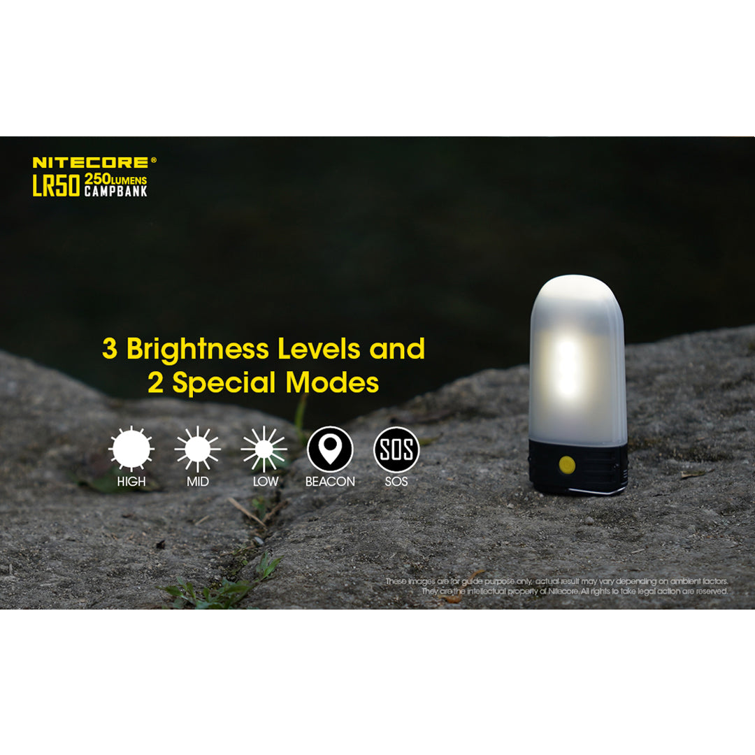 Nitecore LR50 250 Lumen Campbank USB Rechargeable LED Camping Lantern