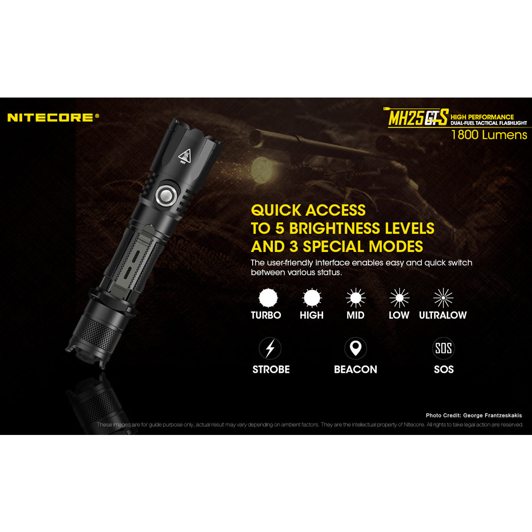 Nitecore MH25GTS 1800 Lumen Rechargeable Tactical Flashlight