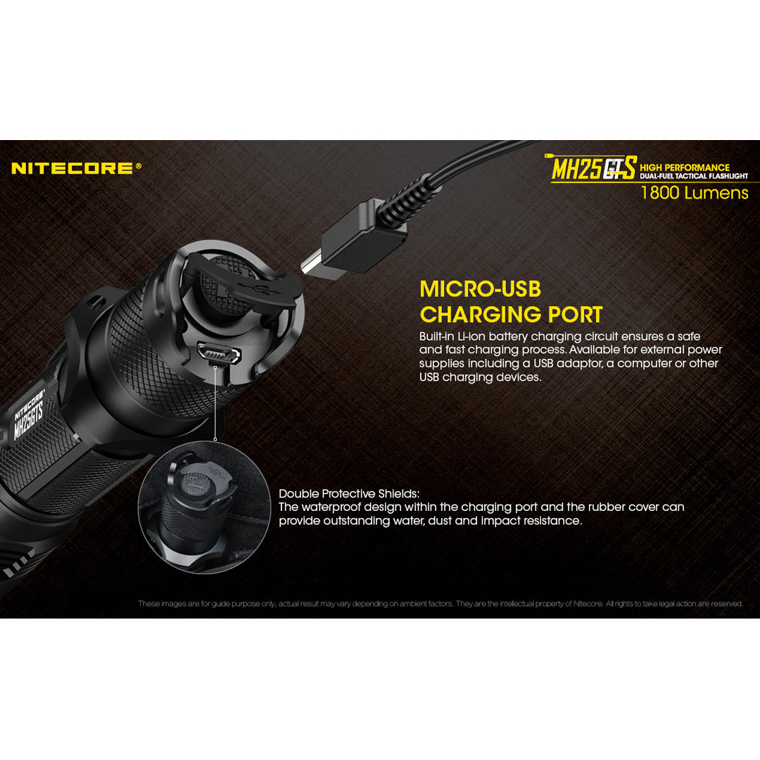 Nitecore MH25GTS 1800 Lumen Rechargeable Tactical Flashlight