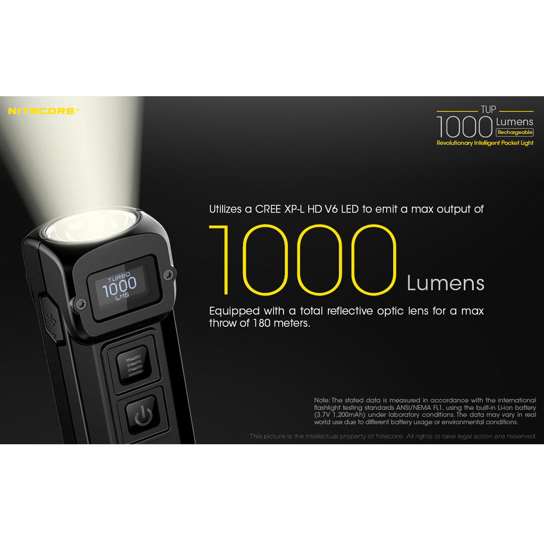 Nitecore TUP Black 1000 Lumen Rechargeable Everyday Carry Pocket Flashlight