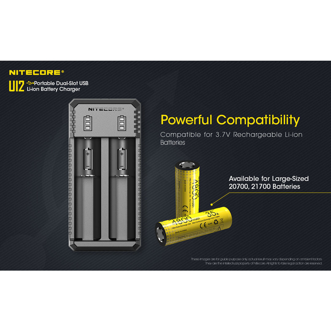 Nitecore UI2 Dual-Slot Intelligent USB Lithium-ion Battery Charger for 18650, 18350, 20700, 21700 etc