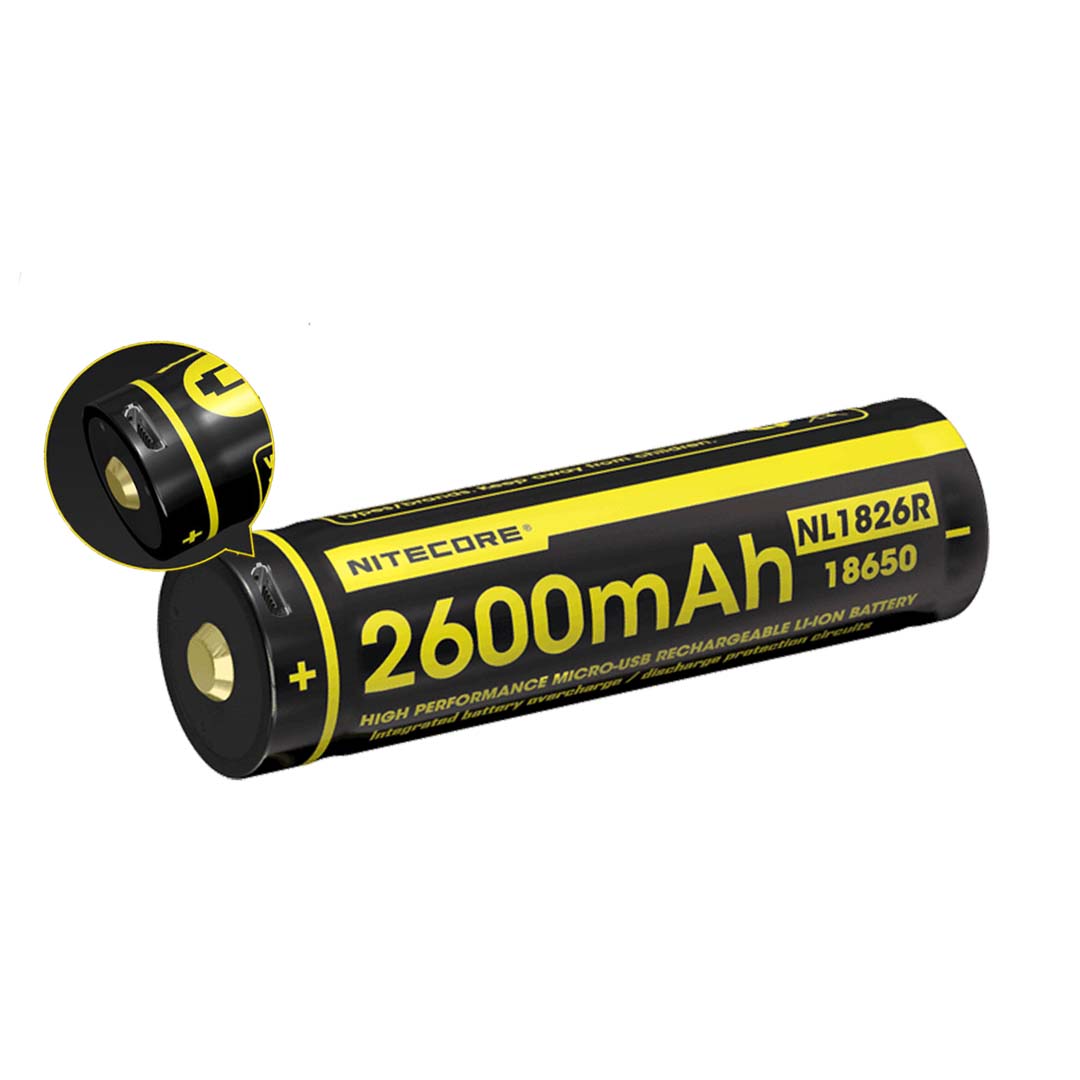 Nitecore NL1826R 2600mAh USB Rechargeable 18650 Battery