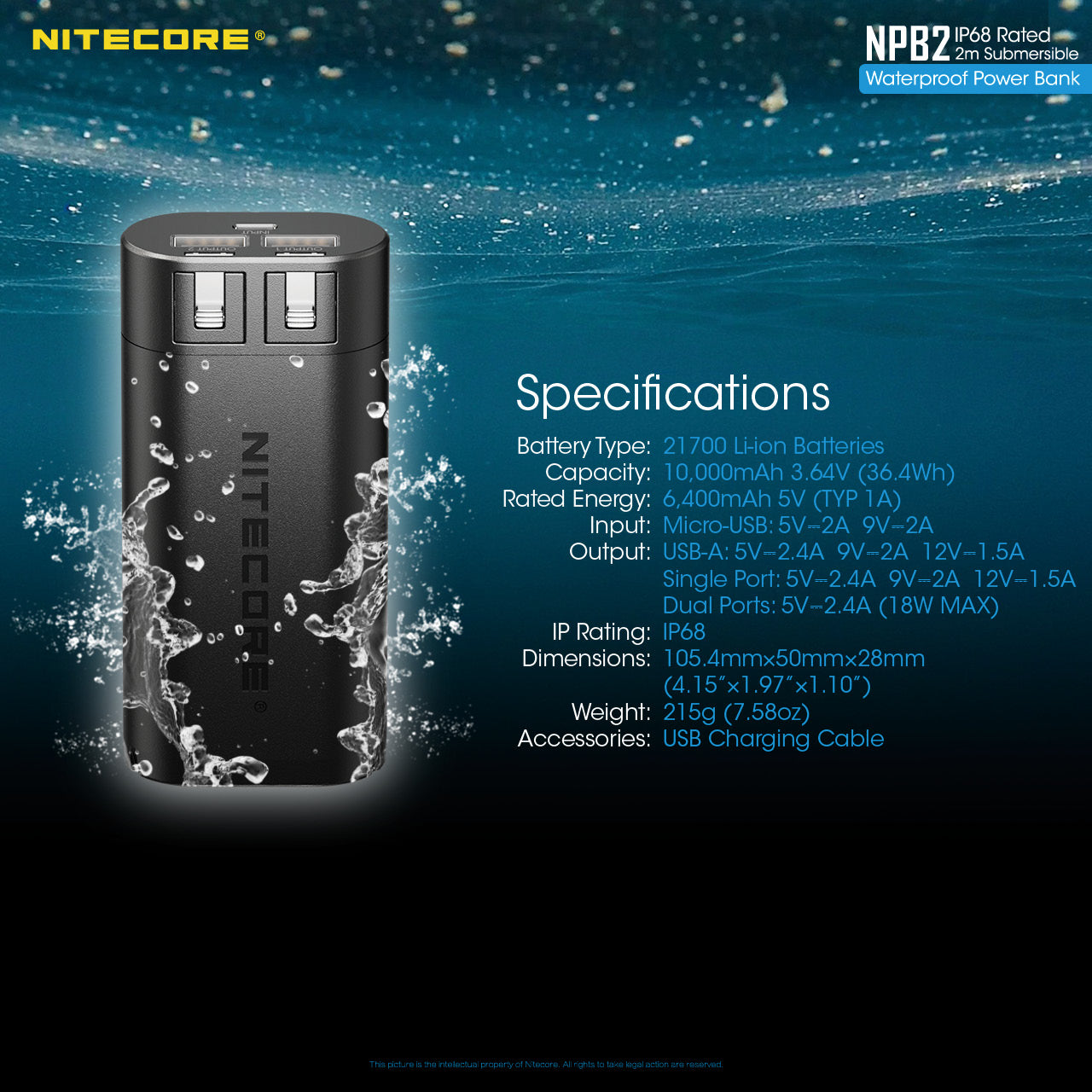 Nitecore NPB2 10,000mah Waterproof Power Bank