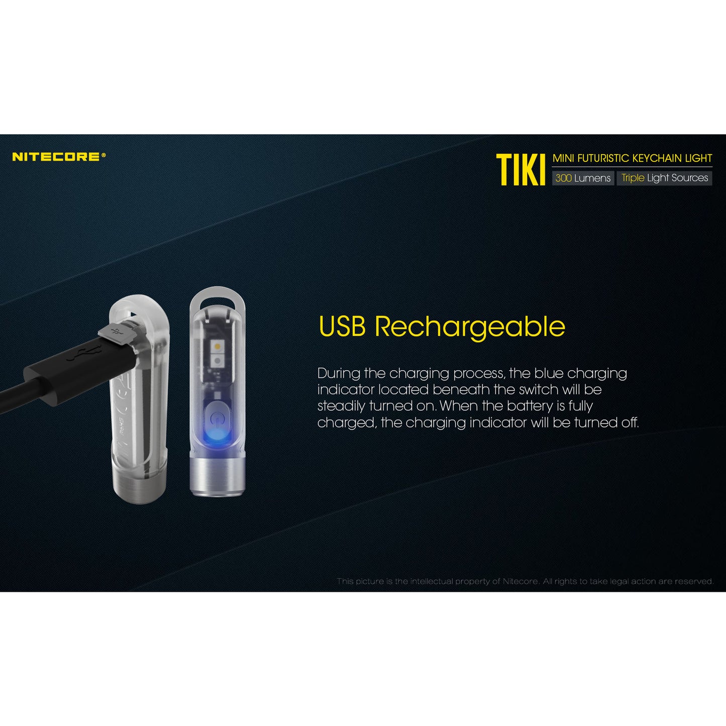 Nitecore Tiki 300 Lumen USB Rechargeable Keychain Flashlight