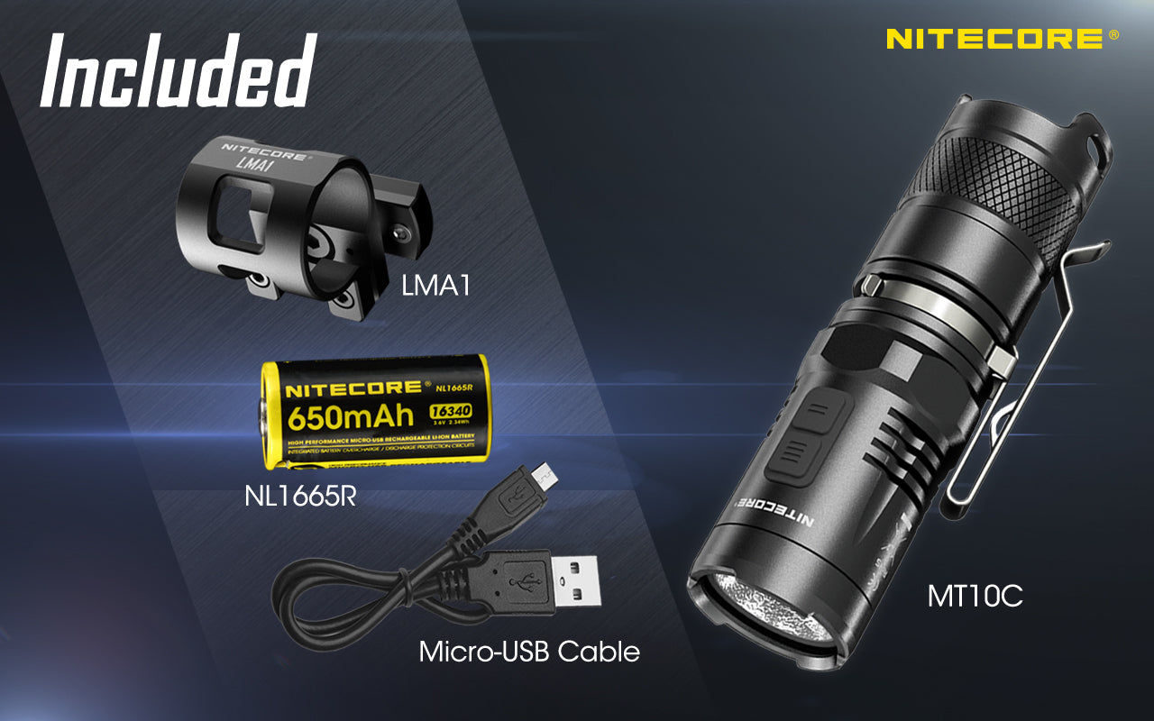 Nitecore MT10C 920 Lumen Rotary Rechargeable Helmet Light Kit