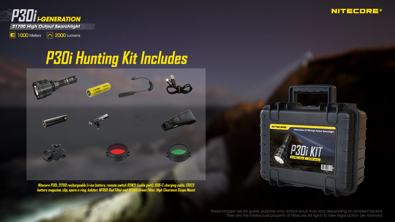 Nitecore P30i 2000 Lumen 1093 Yard Long Throw Hunting Kit