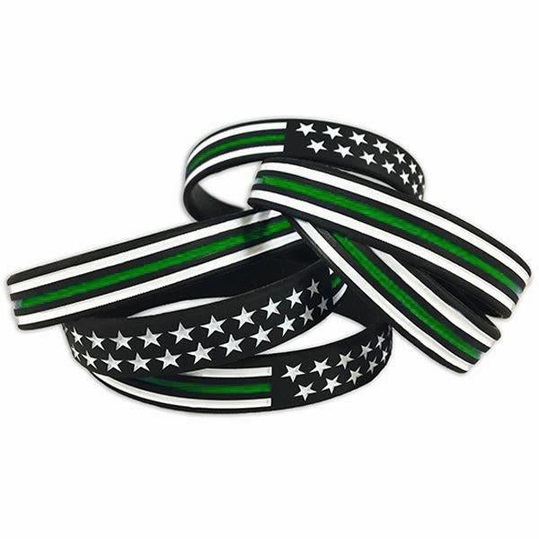 Thin Green Line American Flag Bracelet 7"